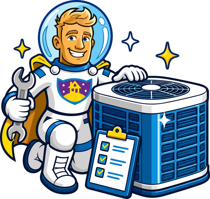 Space Tech with a Pre-Flight Check clipboard beside a condenser