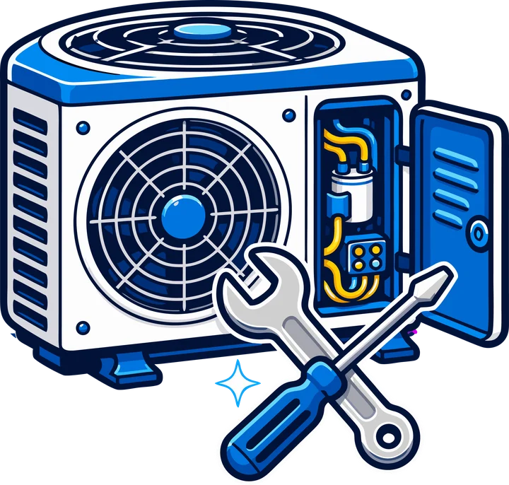 Condenser with the service panel open